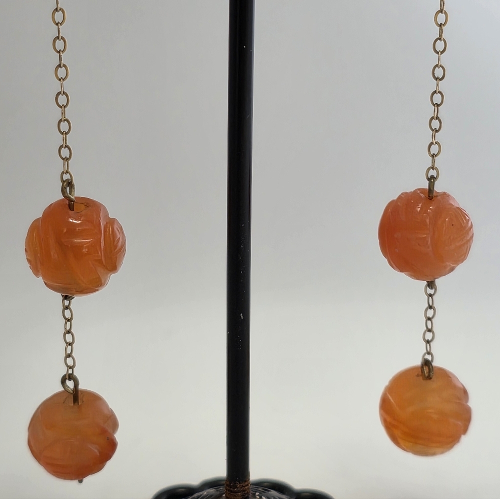 Carnelian Gemstone Earrings - Picture 2 of 7